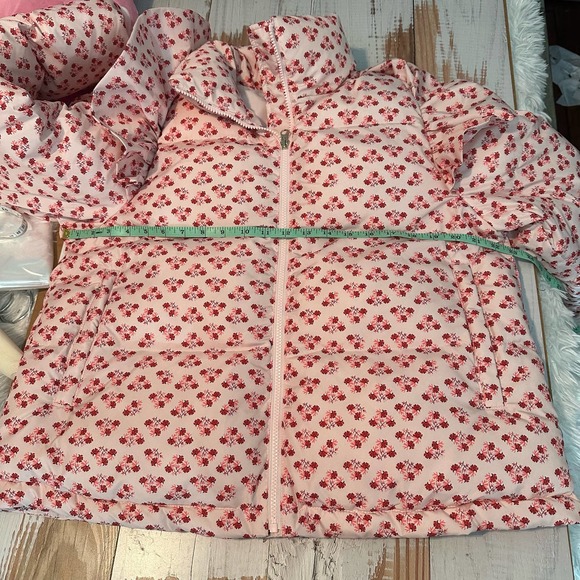 Hill House The Violet Ruffle Sleeve Puffer Jacket Size Small Posy Pink - Picture 9 of 12